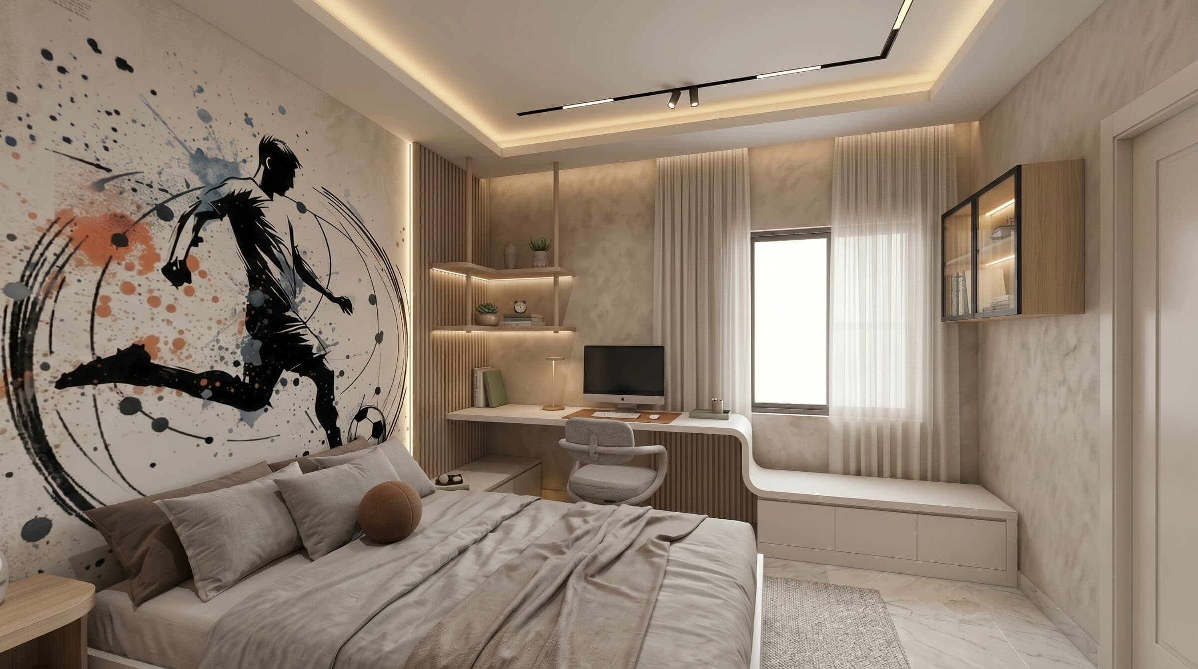 Second bedroom with a window daybed and an integrated study